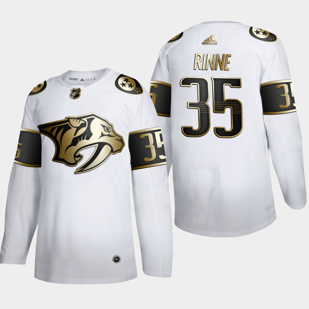 Nashville Predators #35 Pekka Rinne Men Adidas White Golden Edition Limited Stitched NHL Jersey-0